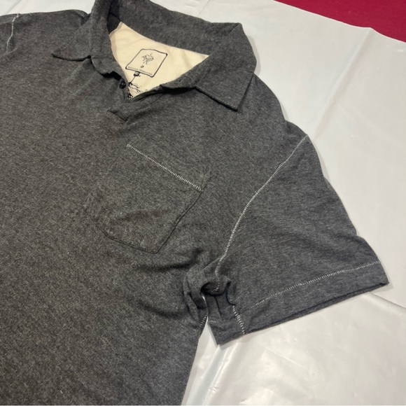 PrAna GRAY polo shirt SOFT Mens Medium Short Sleeve Collared Stretch rayon knit - Picture 4 of 10